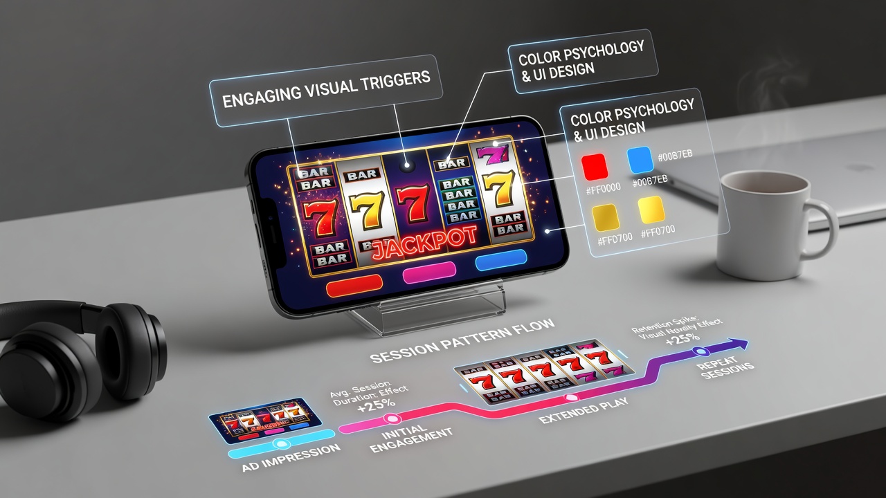 Voorbeelden van knopplaatsing en visuele hiërarchie in smartphone slot advertenties